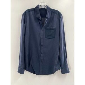 Elie Tahari Men’s Collared Long Sleeve Cotton Button Up Navy Blue Size Small